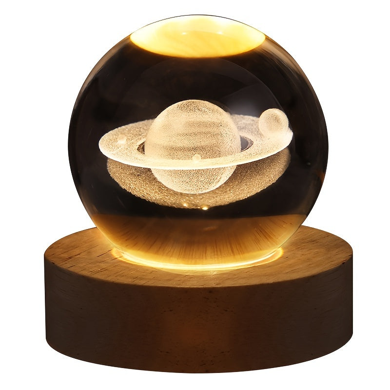 3D Galaxy Crystal Ball Night Light Warm Yellow