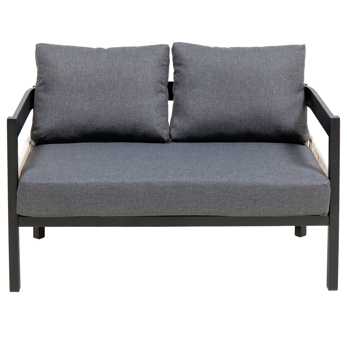 Multi-person Outdoor Iron Sofa Set with A table, Rattan Decoration,