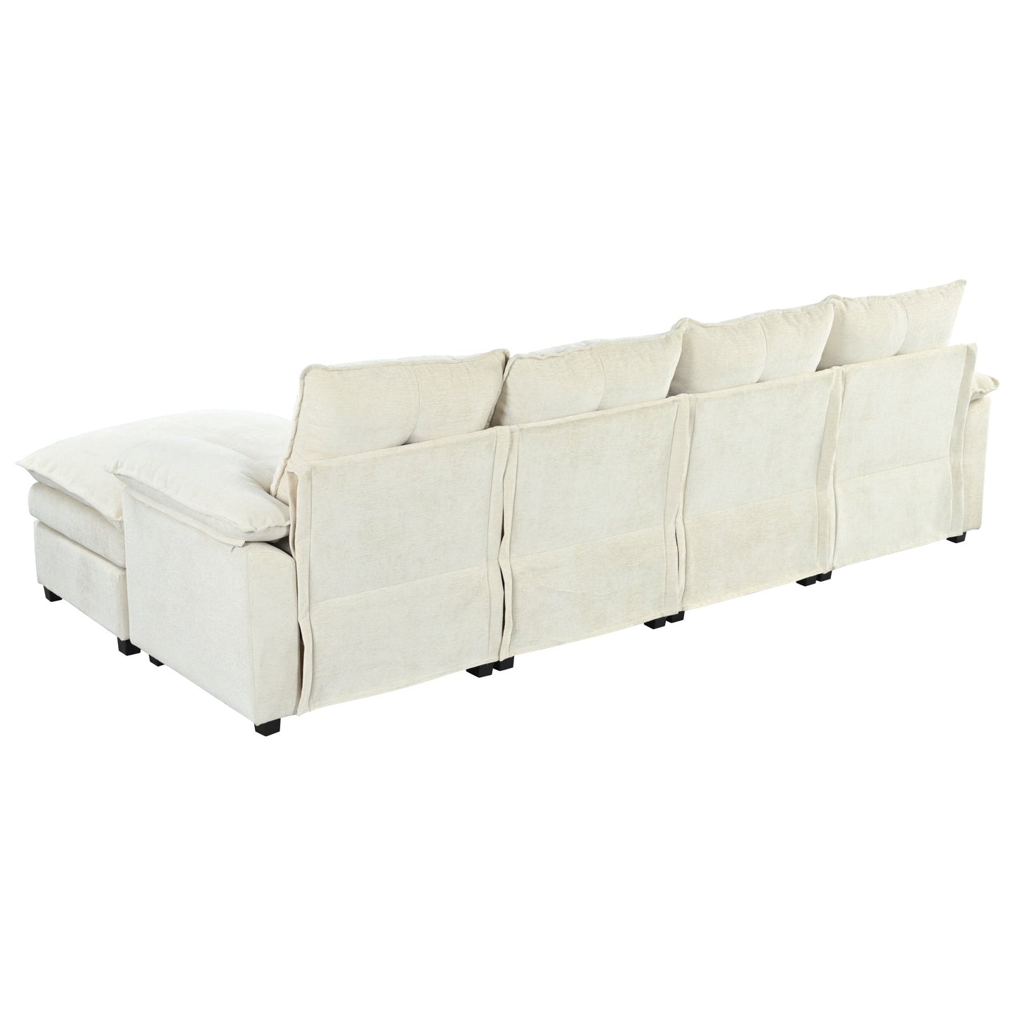 U-Shaped Chenille Sectional Sofa with Adjustable Armrest Pillows -
