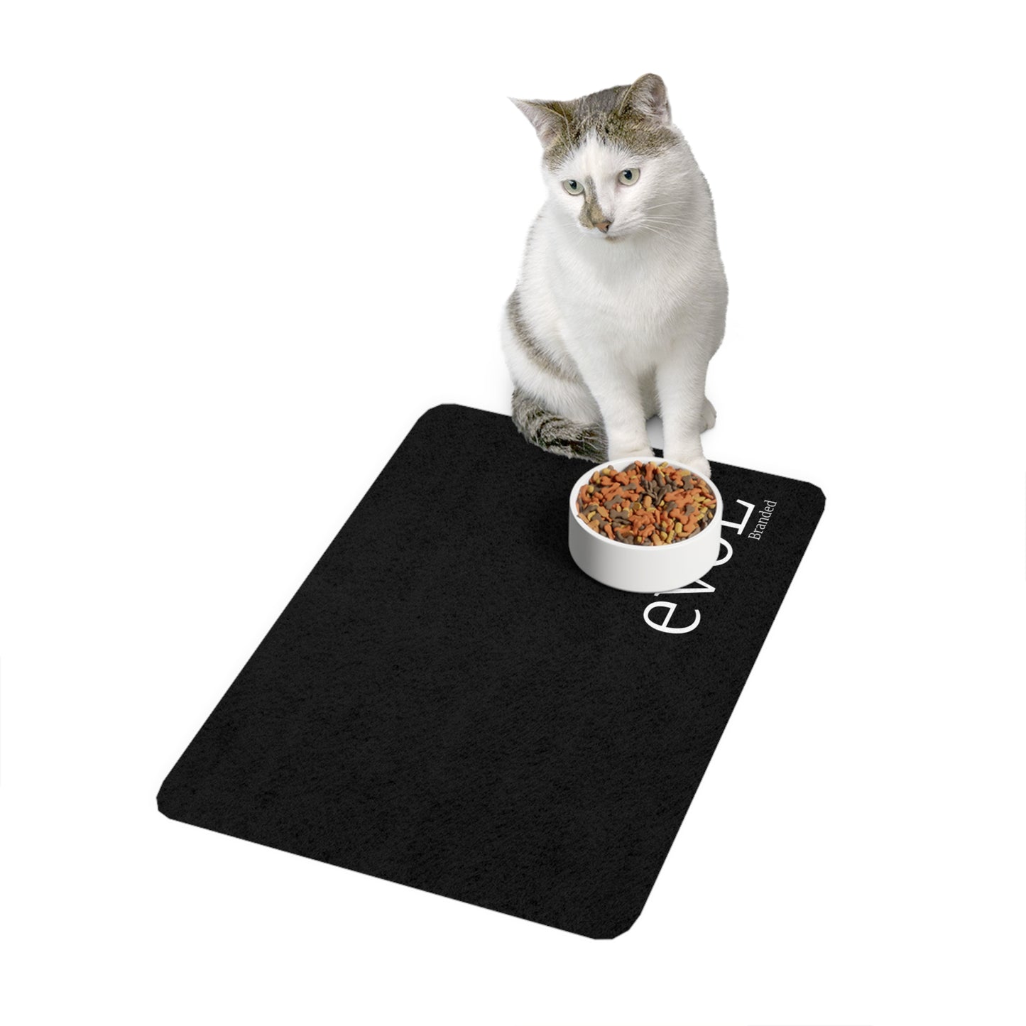 Sleek Black Pet Food Mat - Stylish Non-Slip Design for Pets