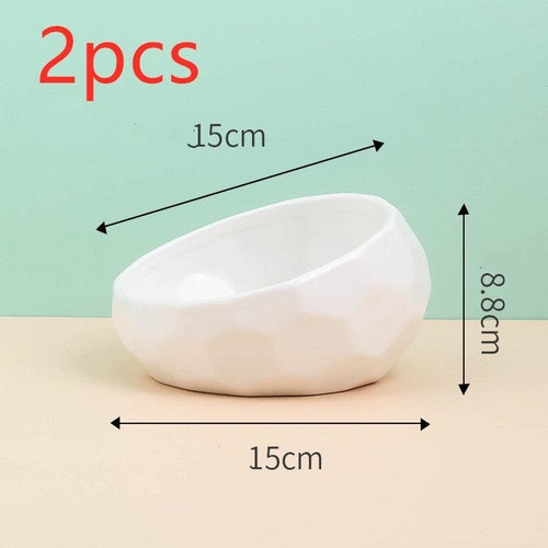 Elegant Ceramic Pet Bowl With Oblique Mouth