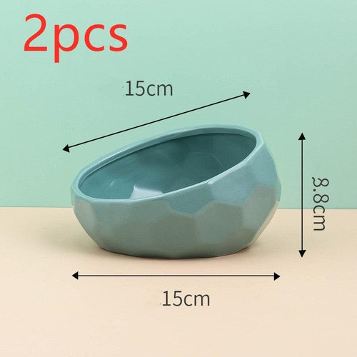 Elegant Ceramic Pet Bowl With Oblique Mouth