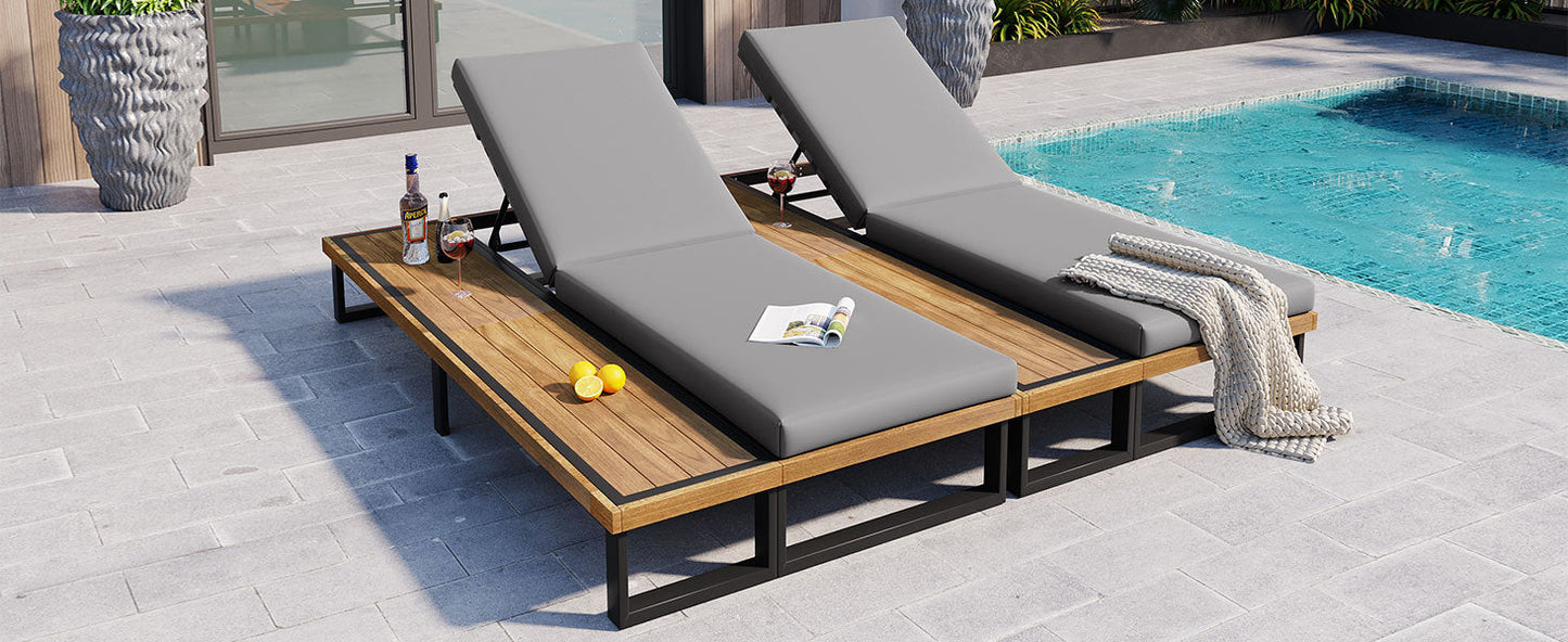 Outdoor Chaise Lounge Chair Set of 2 with 5-Position Adjustable