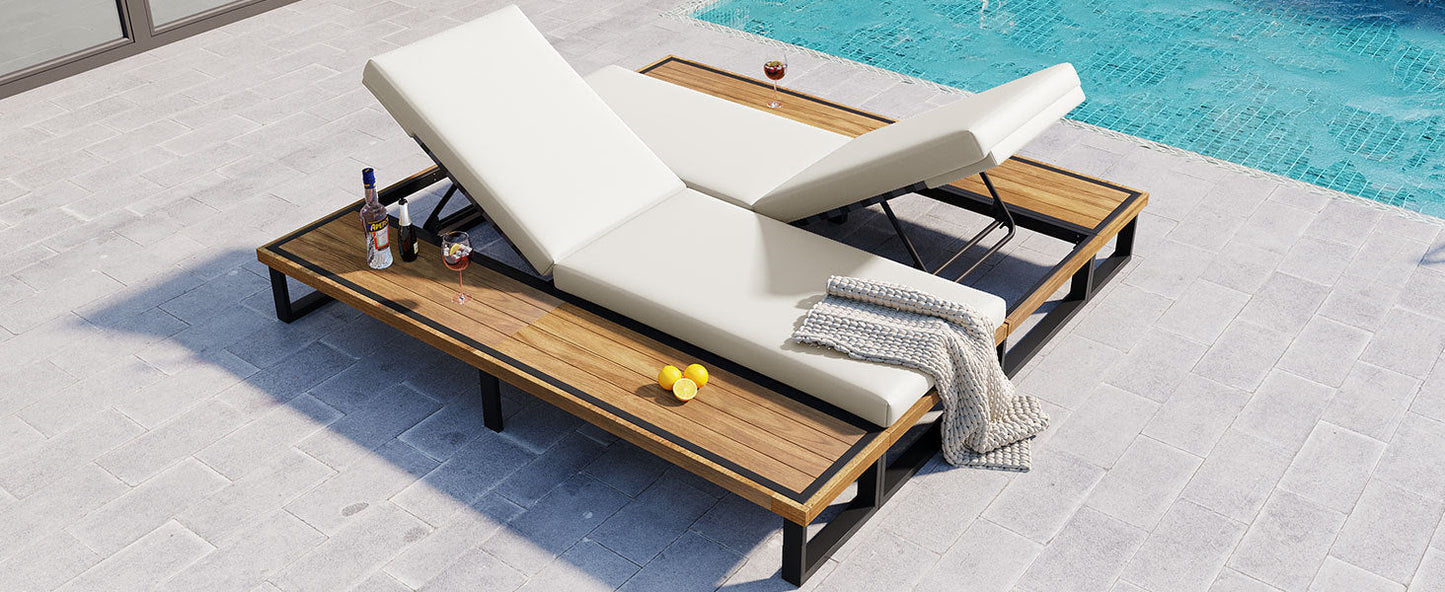Outdoor Chaise Lounge Chair Set of 2 with 5-Position Adjustable