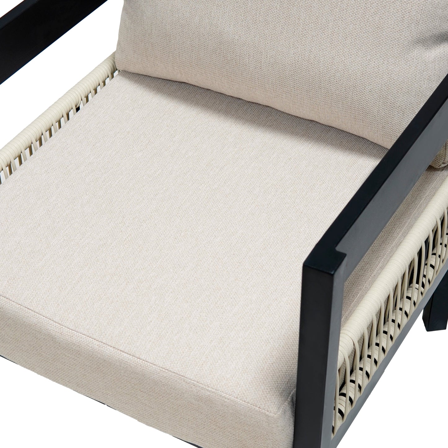 Multi-person Outdoor Iron Sofa Set with A table, Rattan Decoration,