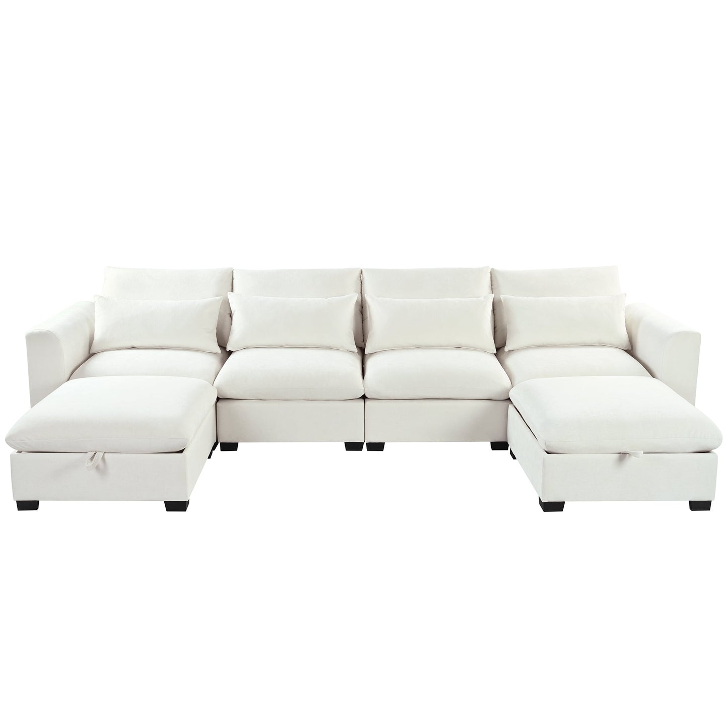 U-shaped Freely Transformable Modular Corner Sofa with Two Ottomans,