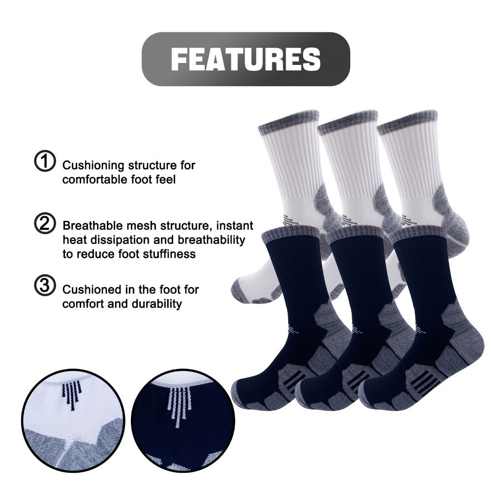Six Pairs Of Unisex Basketball Mid-calf Socks. They Are Durable, Breathable And Comfortable, Suitable For Every Game, With Terry Cloth Soles For Shock Absorption.