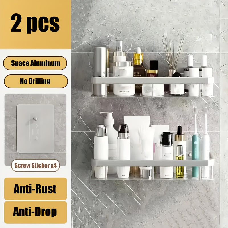 NoDrill WallMounted Bathroom Kitchen Storage Shelf