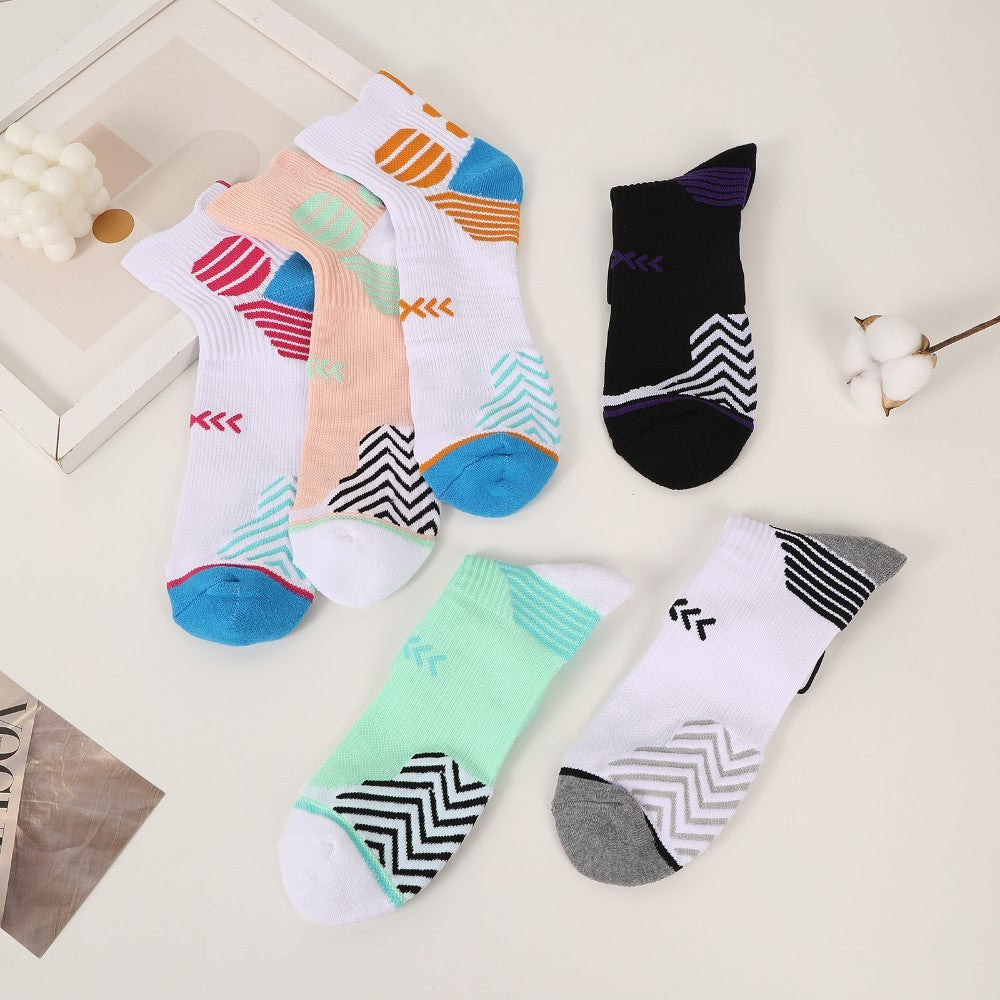 Six Pairs Of Trendy Mixed Sports Socks, Sports Ankle Socks, Running Socks, Hiking Socks, Moisture-wicking Cotton Socks And Ankle Socks