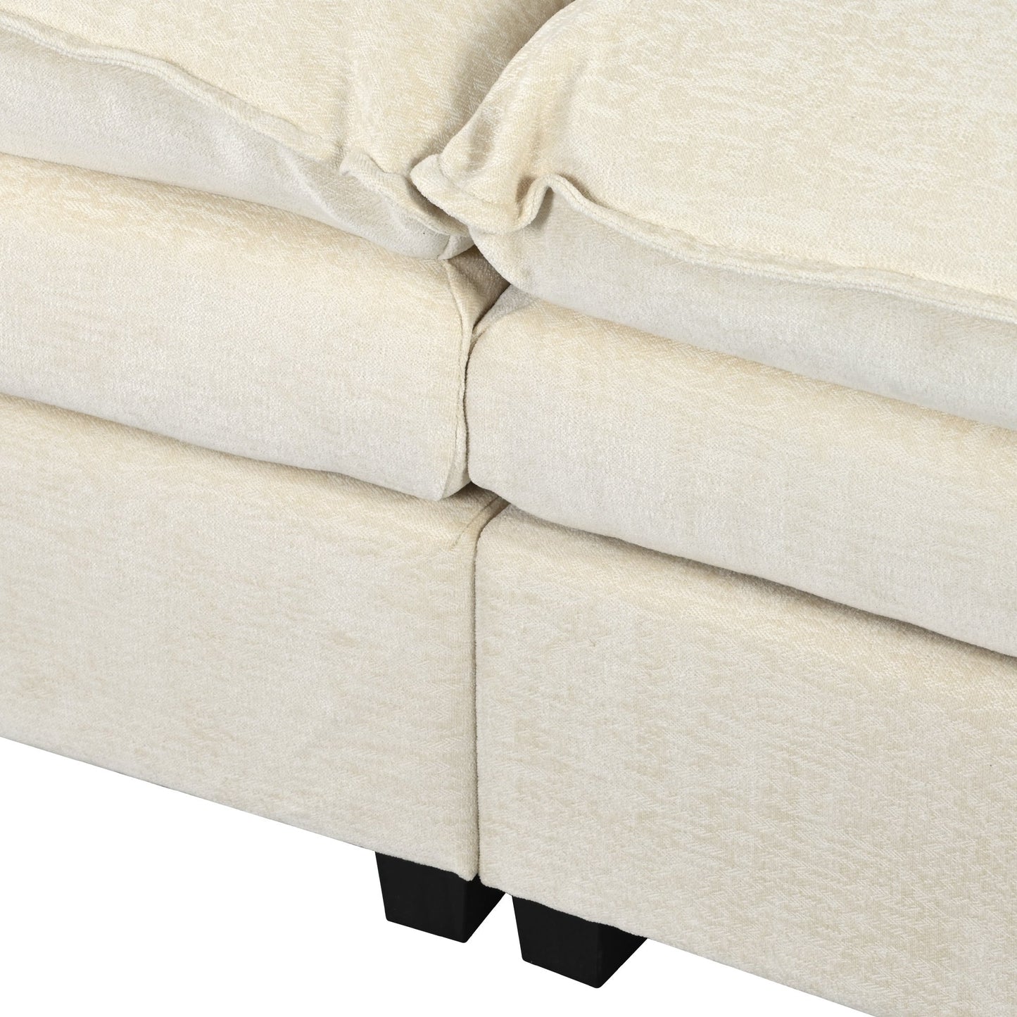 U-Shaped Chenille Sectional Sofa with Adjustable Armrest Pillows -
