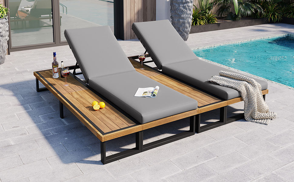 Outdoor Chaise Lounge Chair Set of 2 with 5-Position Adjustable