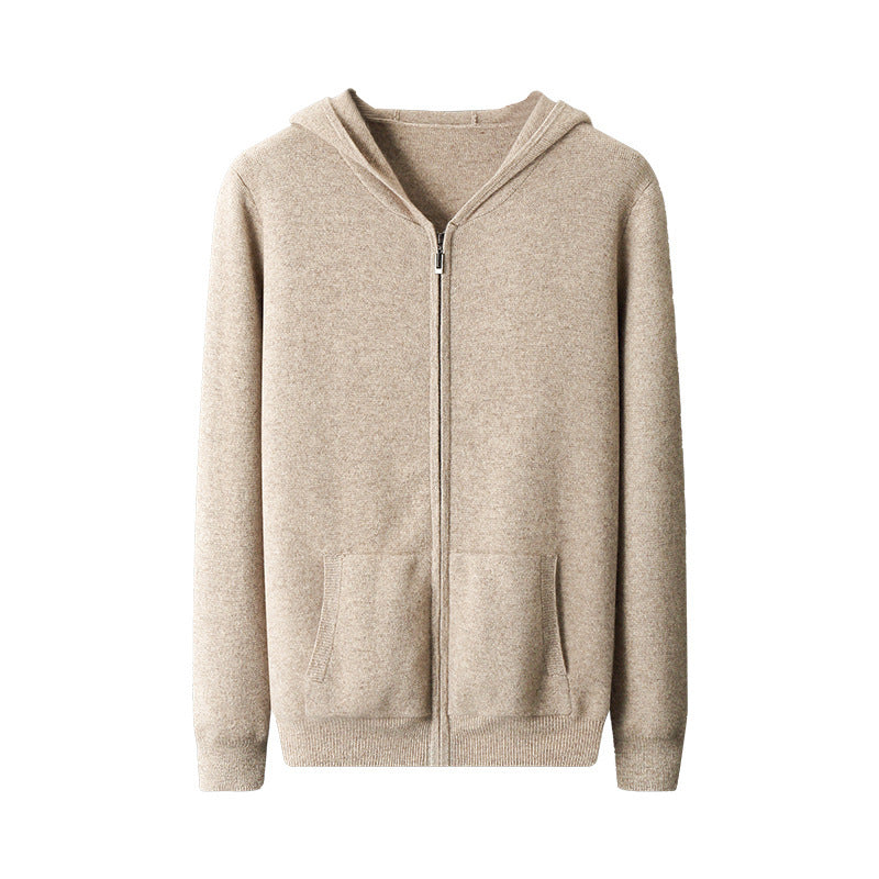 Casual Zipper Hooded Wool Cardigan For Men