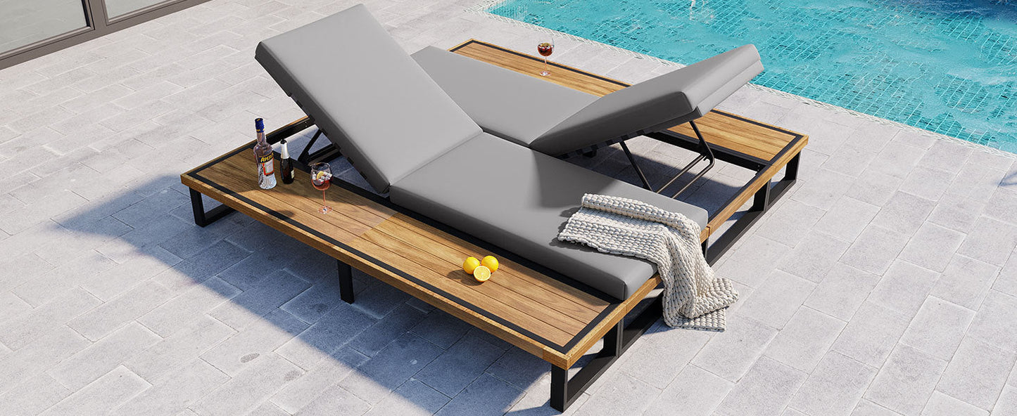 Outdoor Chaise Lounge Chair Set of 2 with 5-Position Adjustable