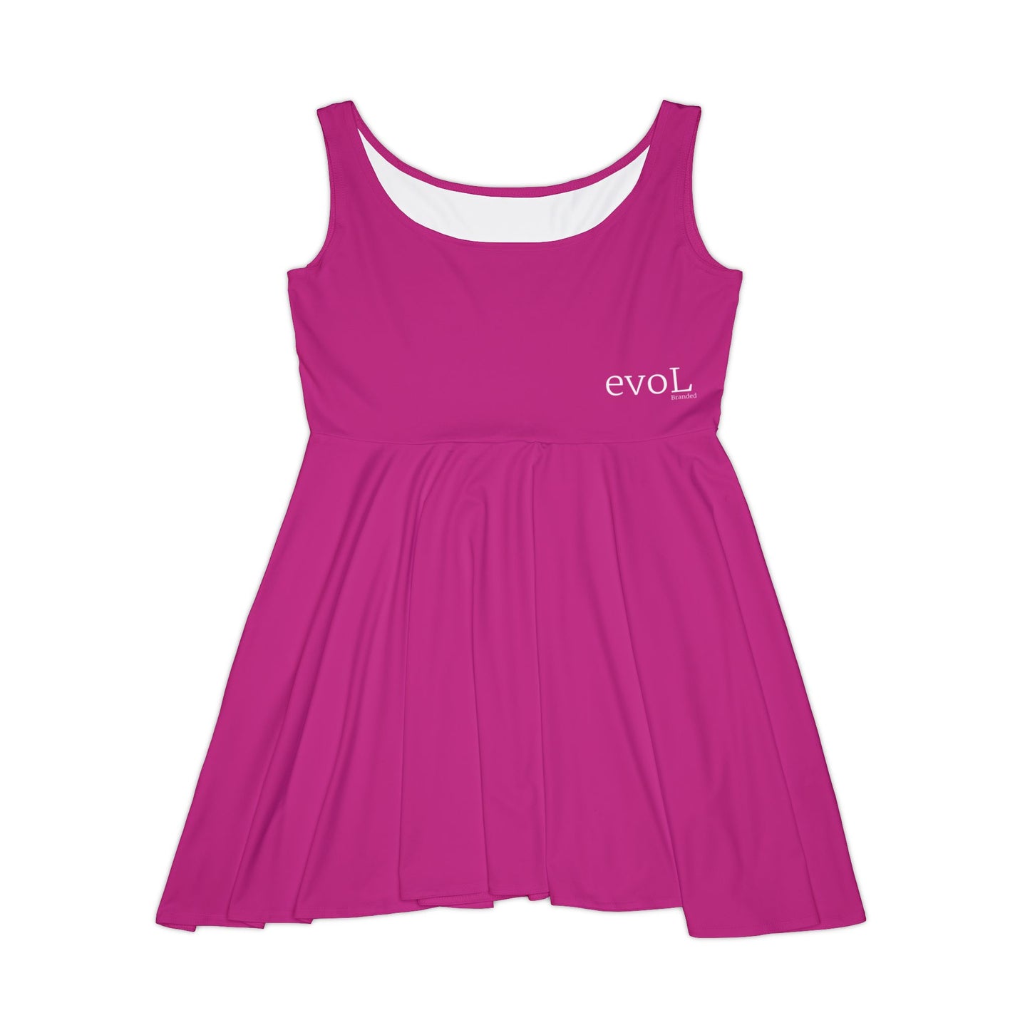 Feminine Pink Skater Dress with 'evoL' Graphic - Perfect for Casual Outings and Celebrations