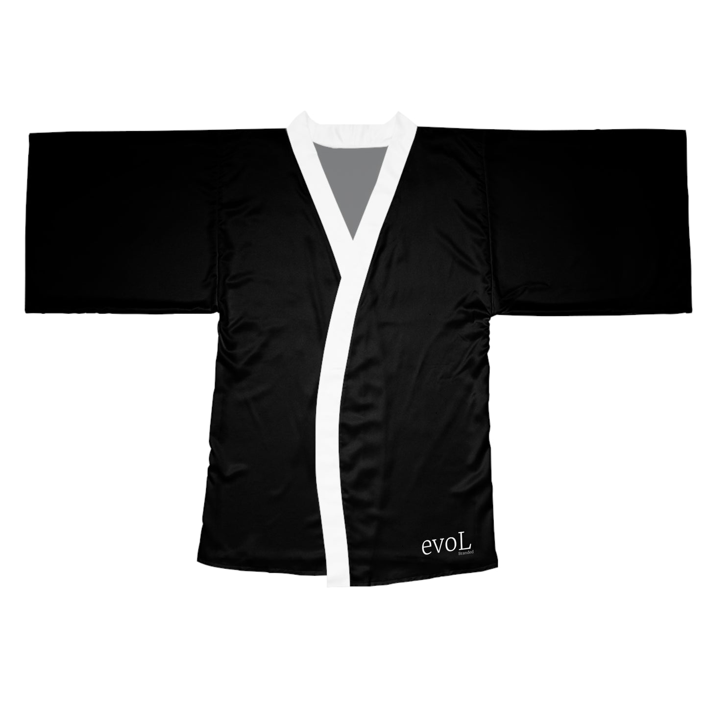 Elegant Black Long Sleeve Kimono Robe for Relaxation & Style