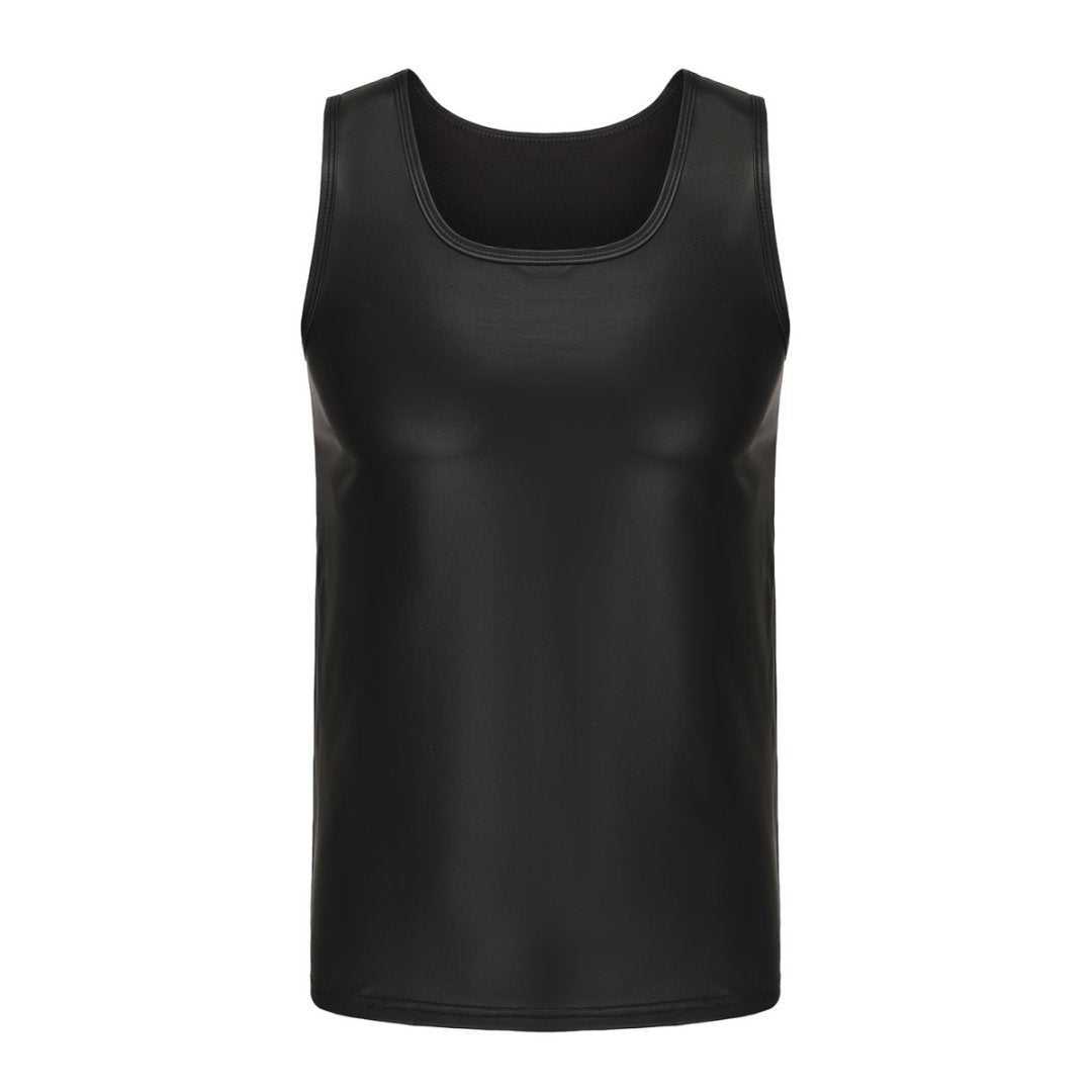 Simple U-neck Tight Slimming Glossy Off-the-shoulder Vest