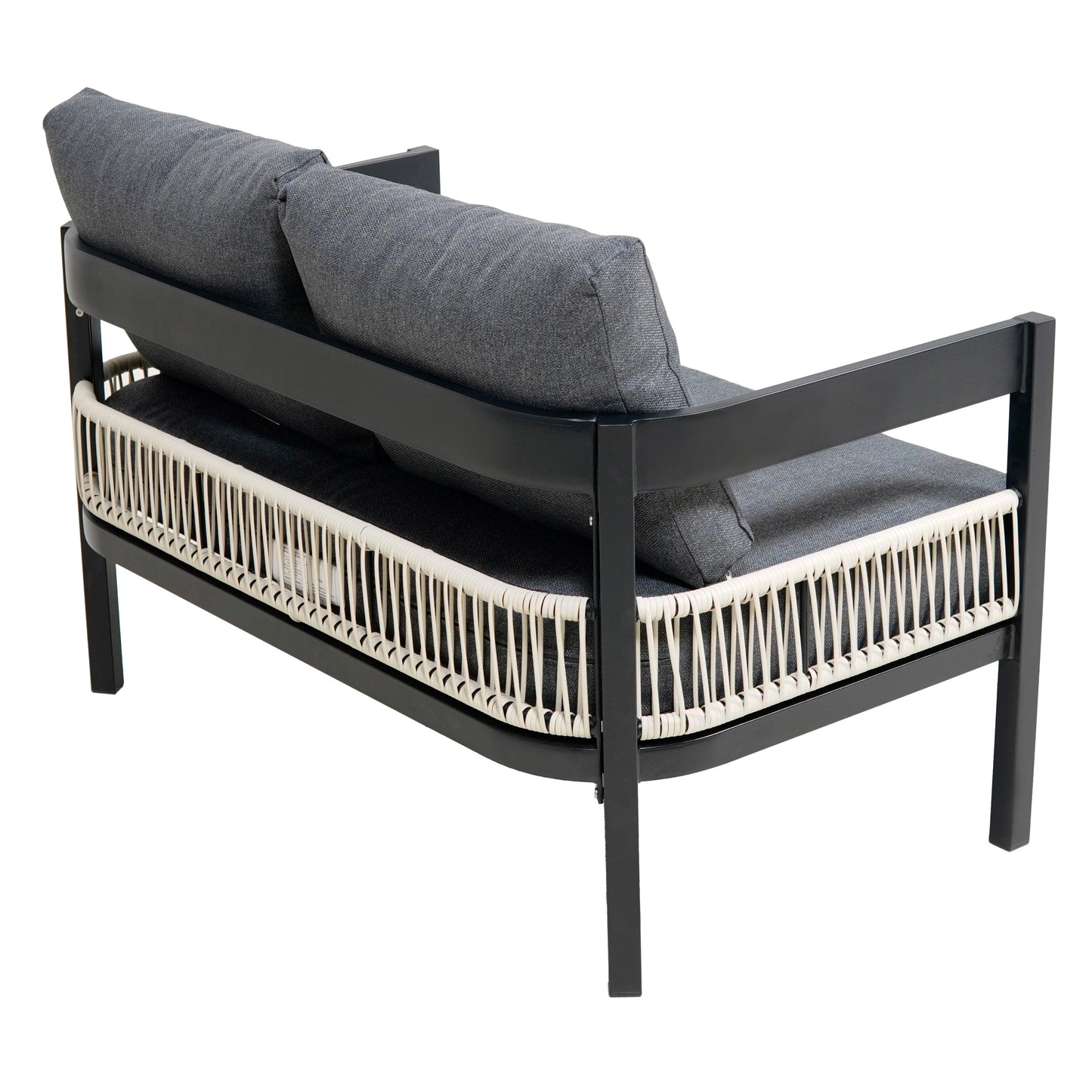 Multi-person Outdoor Iron Sofa Set with A table, Rattan Decoration,