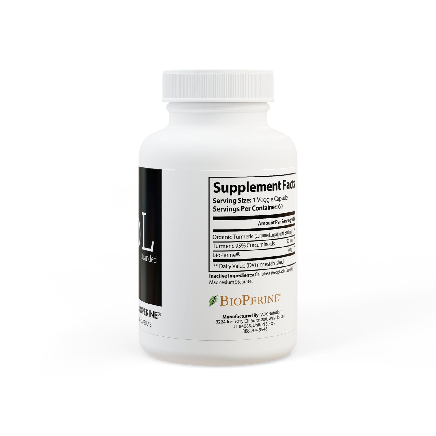 Turmeric with BioPerine® (Black Pepper Fruit Extract) Supplement (60 Capsules)