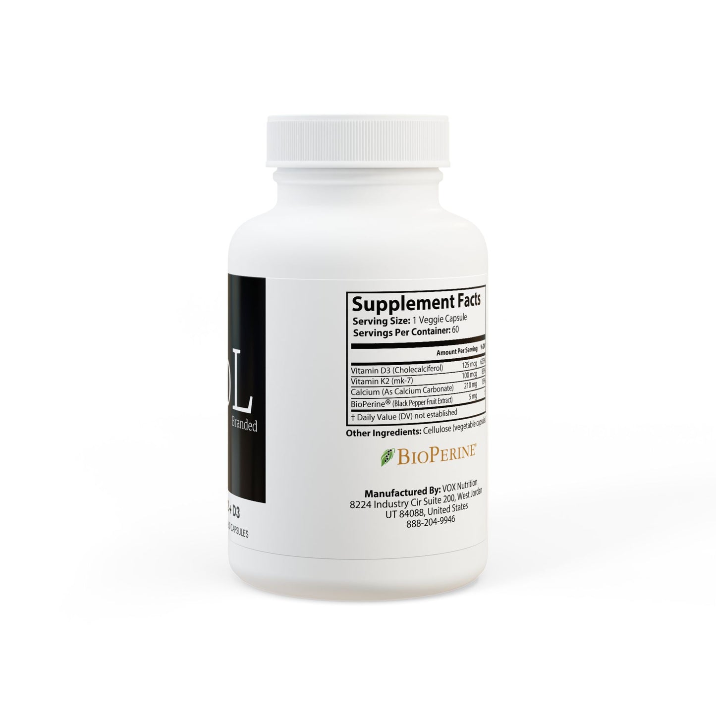 Vitamin K2 + D3 Supplement (60 Capsules)