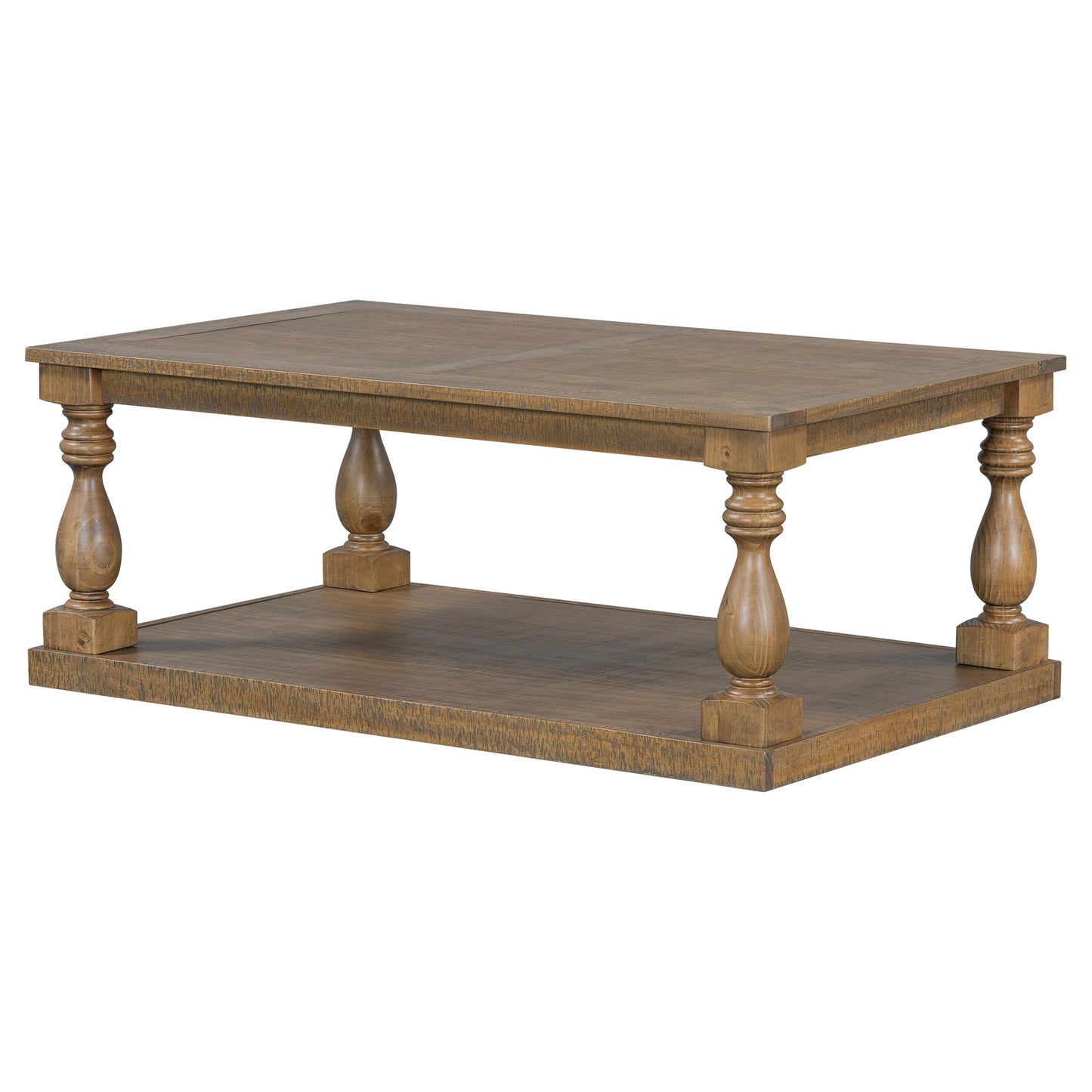 Vintage Coffee Table Featuring Artistic Vase Column Legs and Luxurious