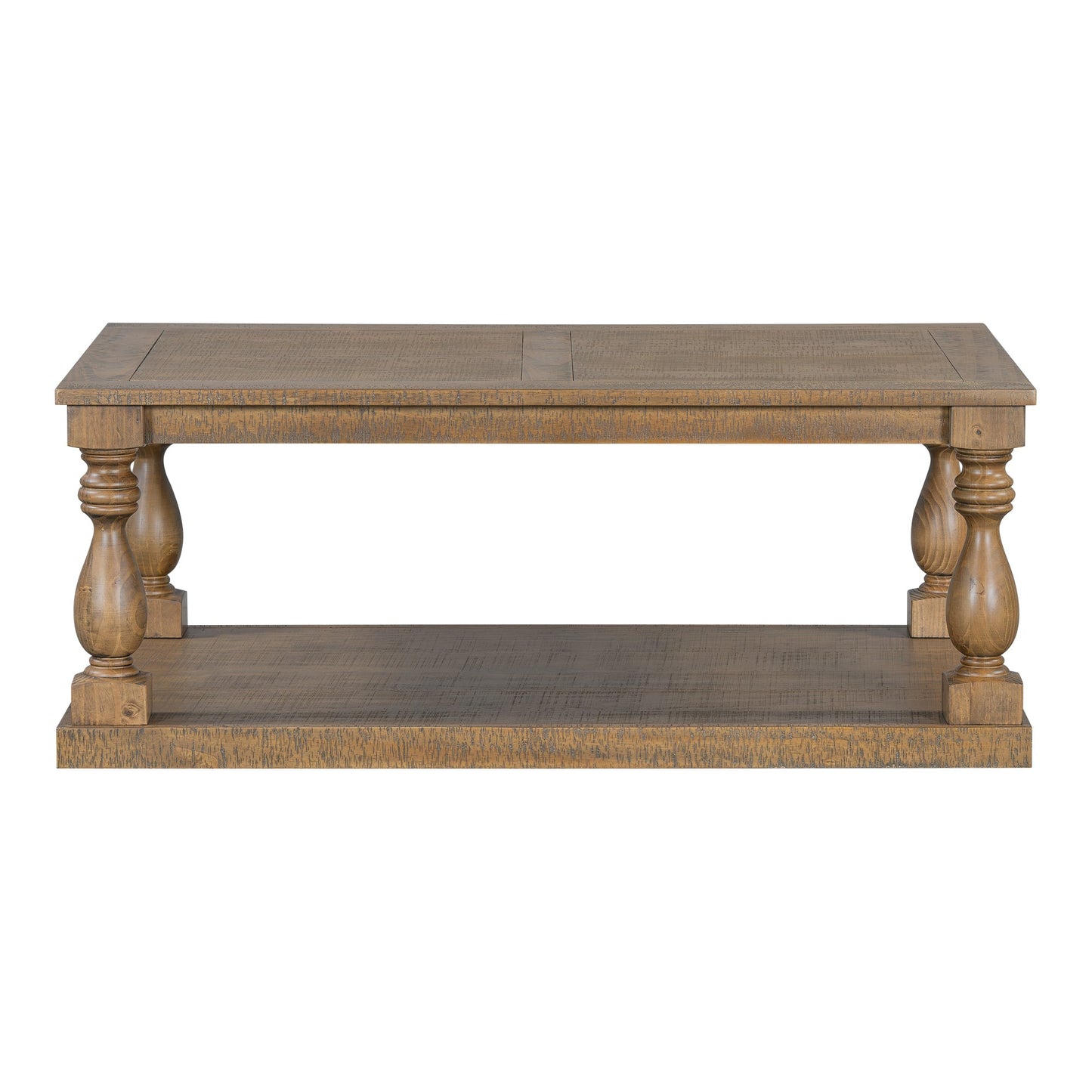 Vintage Coffee Table Featuring Artistic Vase Column Legs and Luxurious