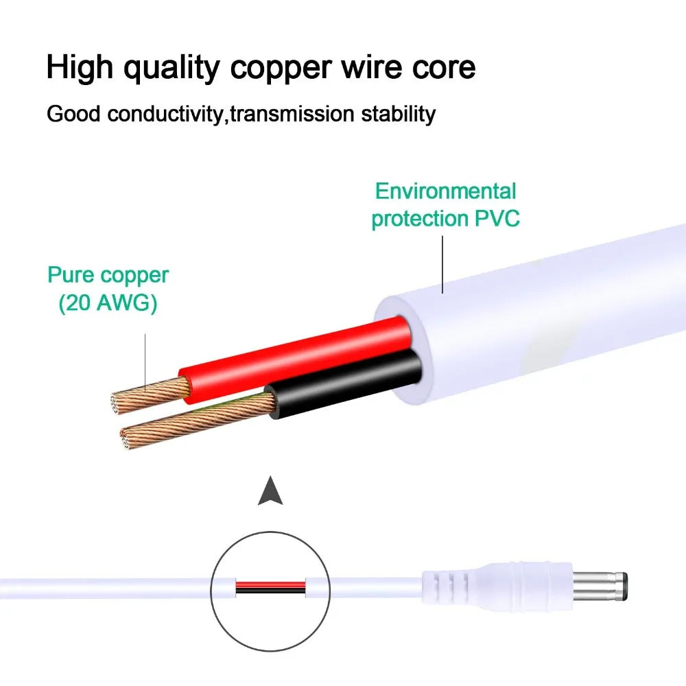 DC 12V Power Adapter Extension Cable 5.5*2.1mm Male Female Power Cord Extend Wire 1M 2M 3M 5M 10M Cable For CCTV Camera Router