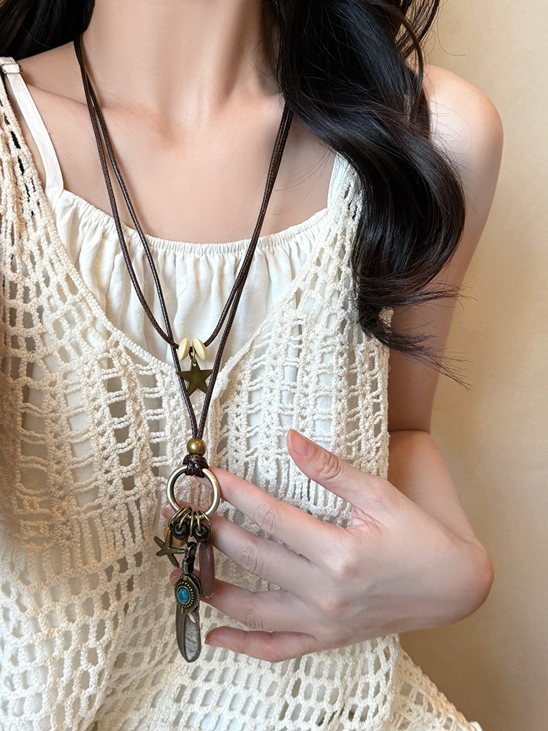 Zen Female Ethnic Style Twin Bohemia Feather