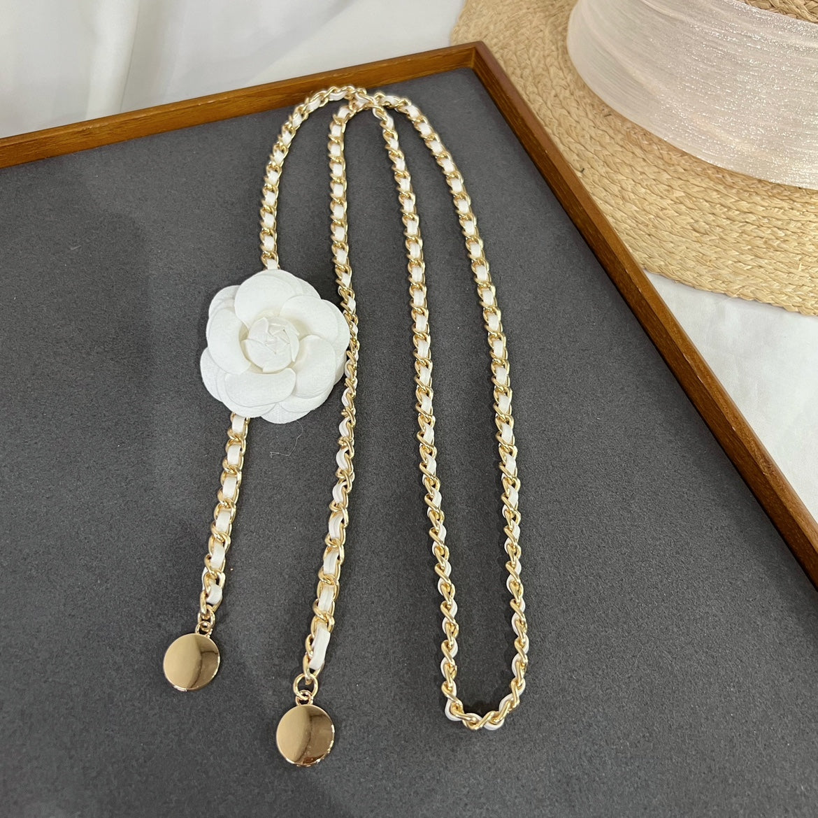 Women's Elegance Spring New Accessories Camellia Decoration Thin Waist Chain Waist-Tight Matching Dress Long Shirt Narrow Belt
