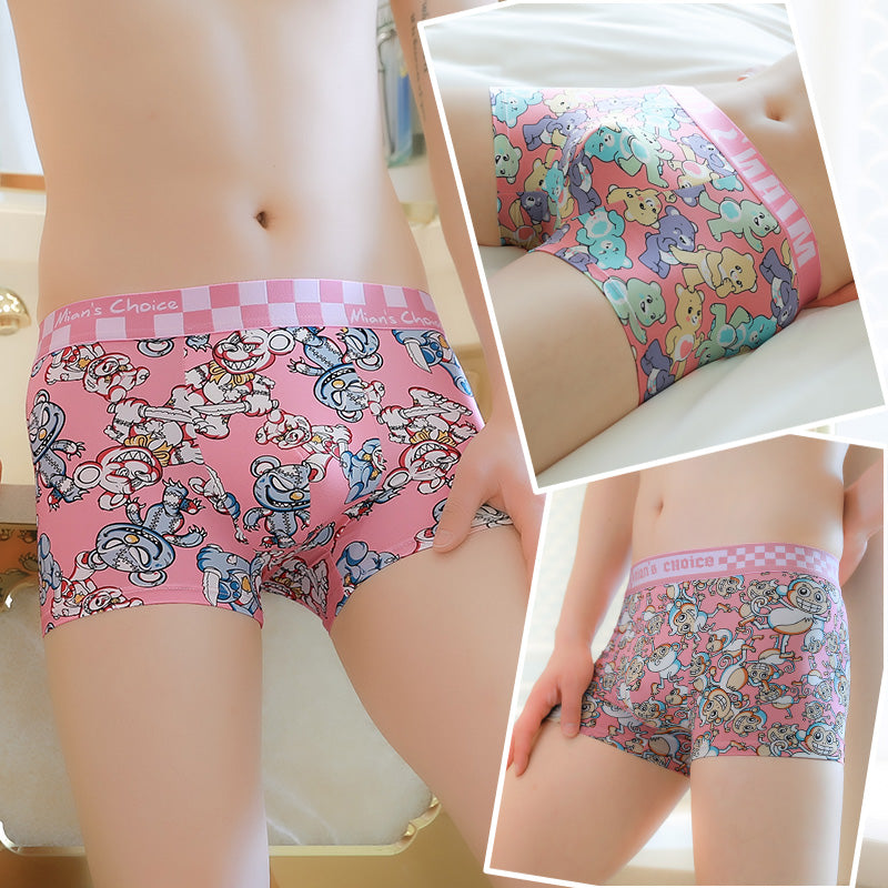 2024 New Arrival Boxers Antibacterial Pink Cute Cartoon Boys Boxer Shorts Shorts Men Underwear Ice Silk