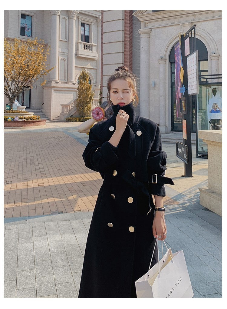 2024 Pure New Plus Size Women's Clothing Big Woman Woolen Coat Slimming Long Loose Woolen Coat 100.00kg