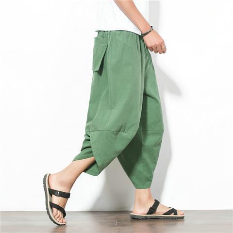 Cropped Linen Pants Loose Plus Size Trend Casual Men