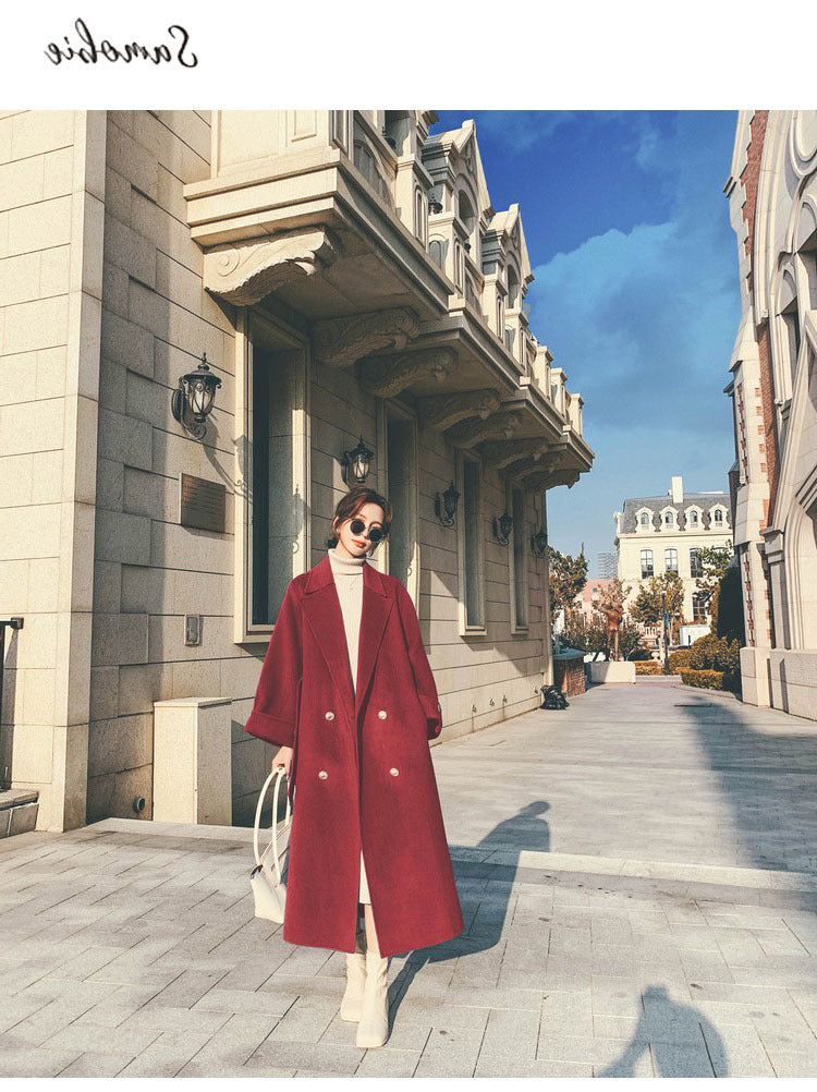 2024 Pure New Plus Size Women's Clothing Big Woman Woolen Coat Slimming Long Loose Woolen Coat 100.00kg