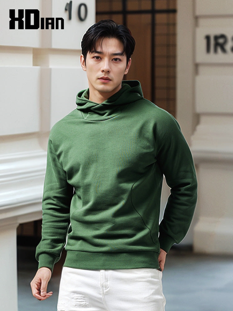 Turtleneck Hoodie Men's Cotton Loose Sports 2023 New Hoodie Pullover Top Outerwear Autumn and Winter