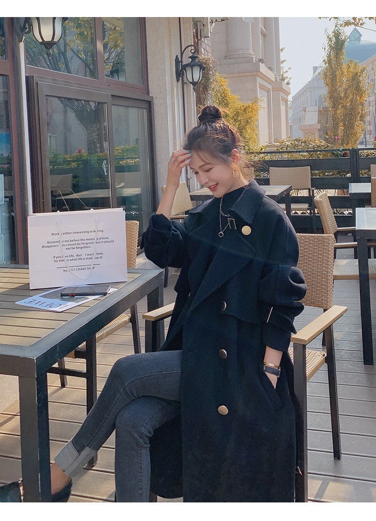2024 Pure New Plus Size Women's Clothing Big Woman Woolen Coat Slimming Long Loose Woolen Coat 100.00kg