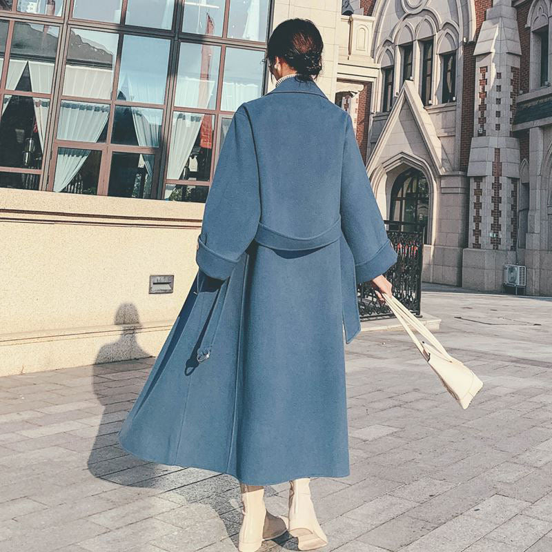 2024 Pure New Plus Size Women's Clothing Big Woman Woolen Coat Slimming Long Loose Woolen Coat 100.00kg