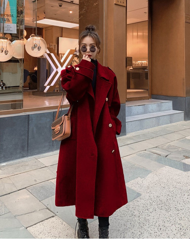 2024 Pure New Plus Size Women's Clothing Big Woman Woolen Coat Slimming Long Loose Woolen Coat 100.00kg