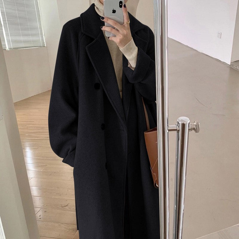 2024 Pure New Plus Size Women's Clothing Big Woman Woolen Coat Slimming Long Loose Woolen Coat 100.00kg