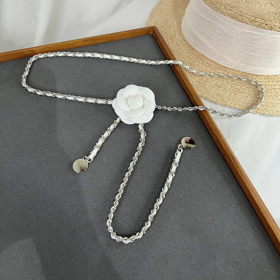 Women's Elegance Spring New Accessories Camellia Decoration Thin Waist Chain Waist-Tight Matching Dress Long Shirt Narrow Belt
