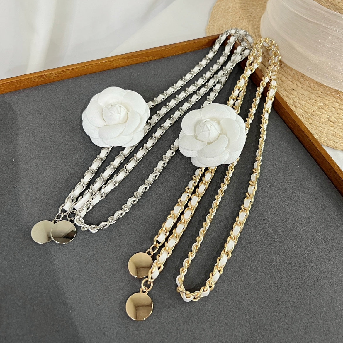 Women's Elegance Spring New Accessories Camellia Decoration Thin Waist Chain Waist-Tight Matching Dress Long Shirt Narrow Belt
