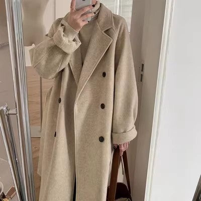 2024 Pure New Plus Size Women's Clothing Big Woman Woolen Coat Slimming Long Loose Woolen Coat 100.00kg