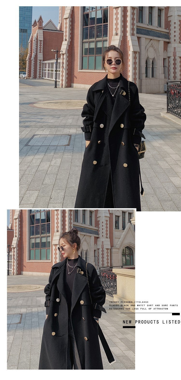 2024 Pure New Plus Size Women's Clothing Big Woman Woolen Coat Slimming Long Loose Woolen Coat 100.00kg