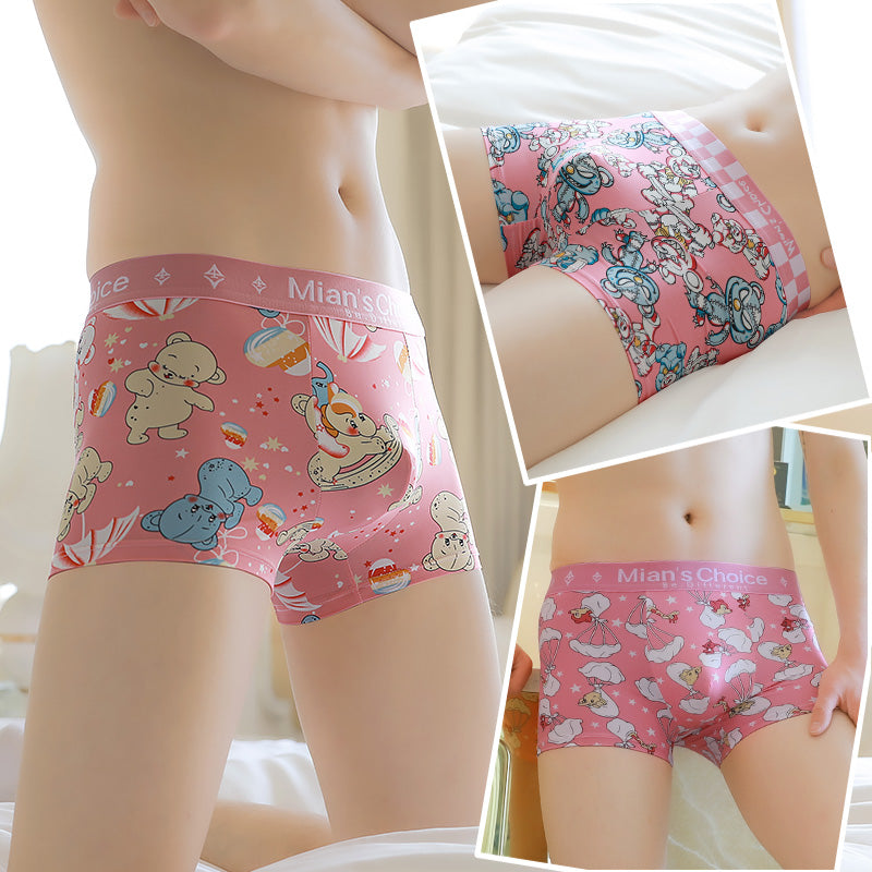 2024 New Arrival Boxers Antibacterial Pink Cute Cartoon Boys Boxer Shorts Shorts Men Underwear Ice Silk