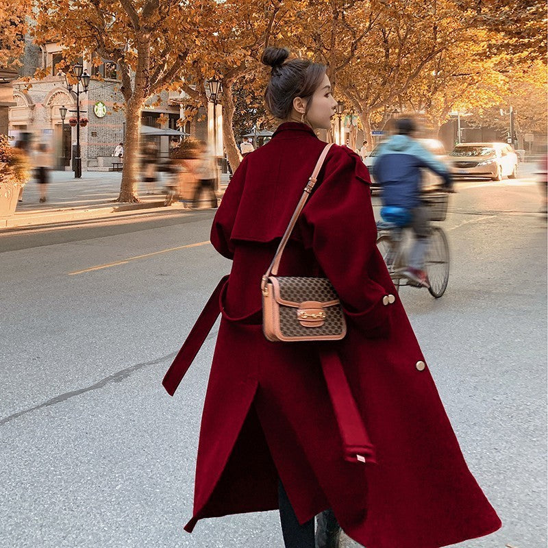 2024 Pure New Plus Size Women's Clothing Big Woman Woolen Coat Slimming Long Loose Woolen Coat 100.00kg