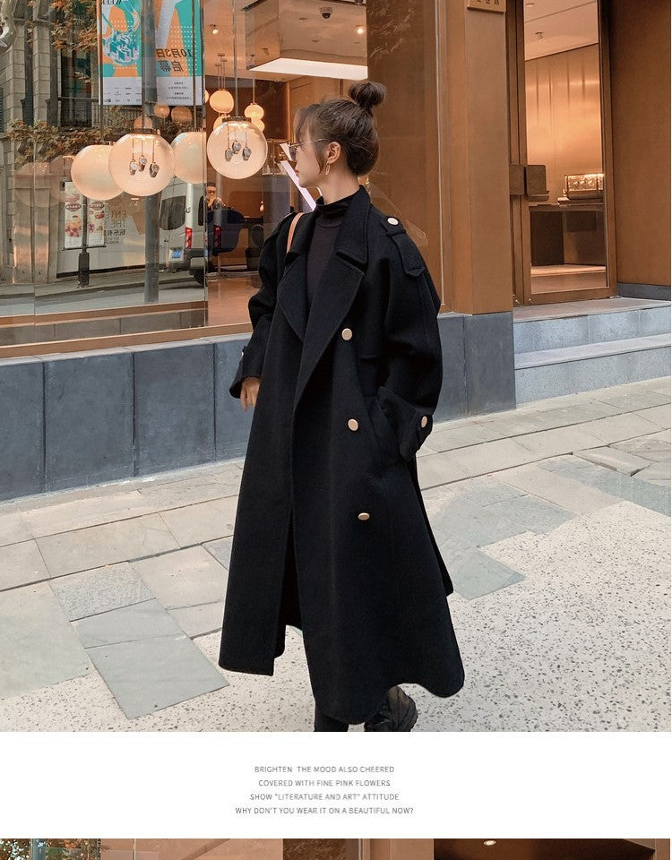 2024 Pure New Plus Size Women's Clothing Big Woman Woolen Coat Slimming Long Loose Woolen Coat 100.00kg