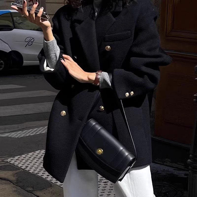 2024 Pure New Plus Size Women's Clothing Big Woman Woolen Coat Slimming Long Loose Woolen Coat 100.00kg