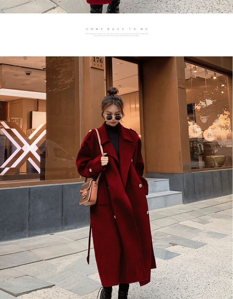 2024 Pure New Plus Size Women's Clothing Big Woman Woolen Coat Slimming Long Loose Woolen Coat 100.00kg