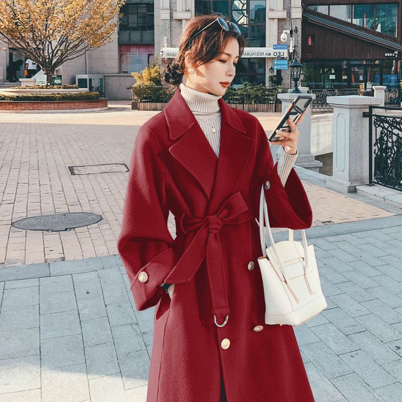 2024 Pure New Plus Size Women's Clothing Big Woman Woolen Coat Slimming Long Loose Woolen Coat 100.00kg