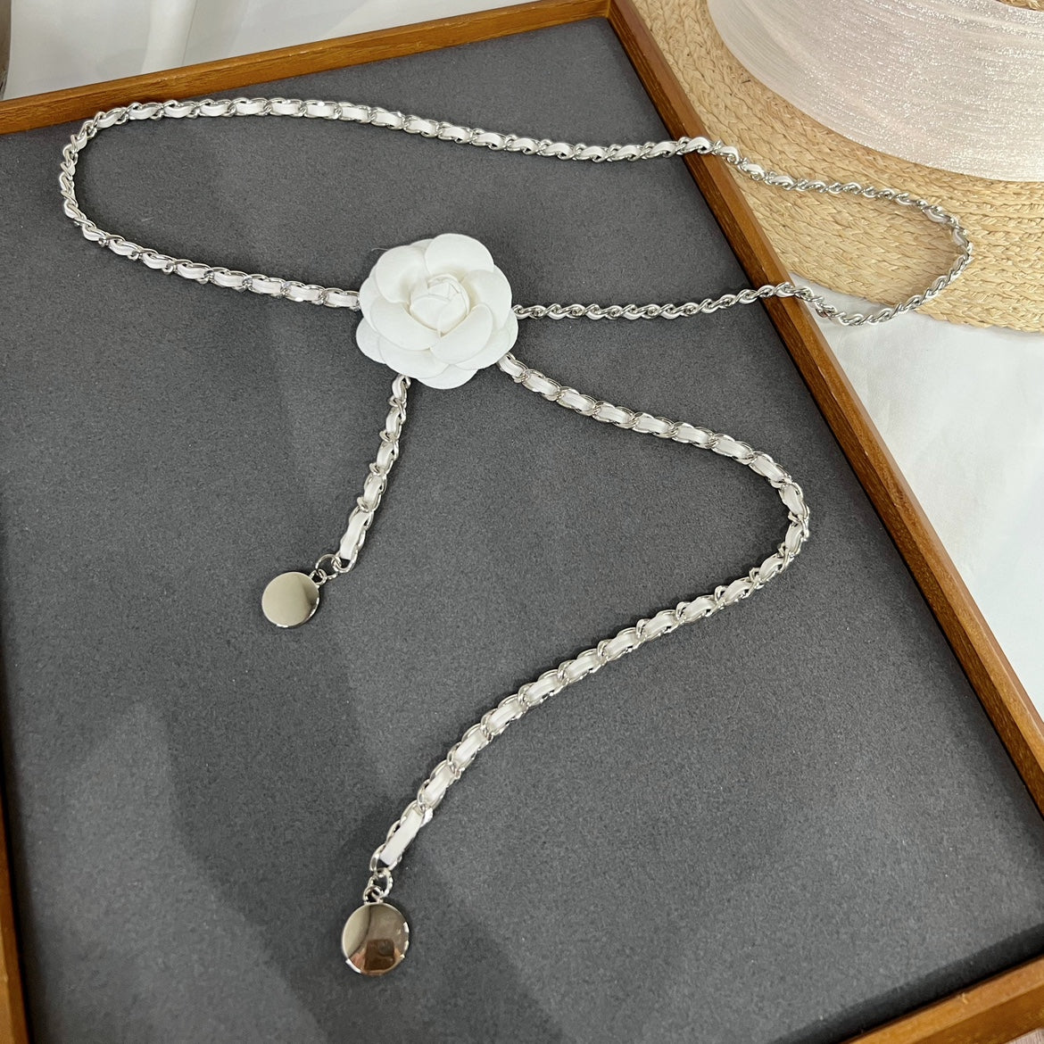 Women's Elegance Spring New Accessories Camellia Decoration Thin Waist Chain Waist-Tight Matching Dress Long Shirt Narrow Belt