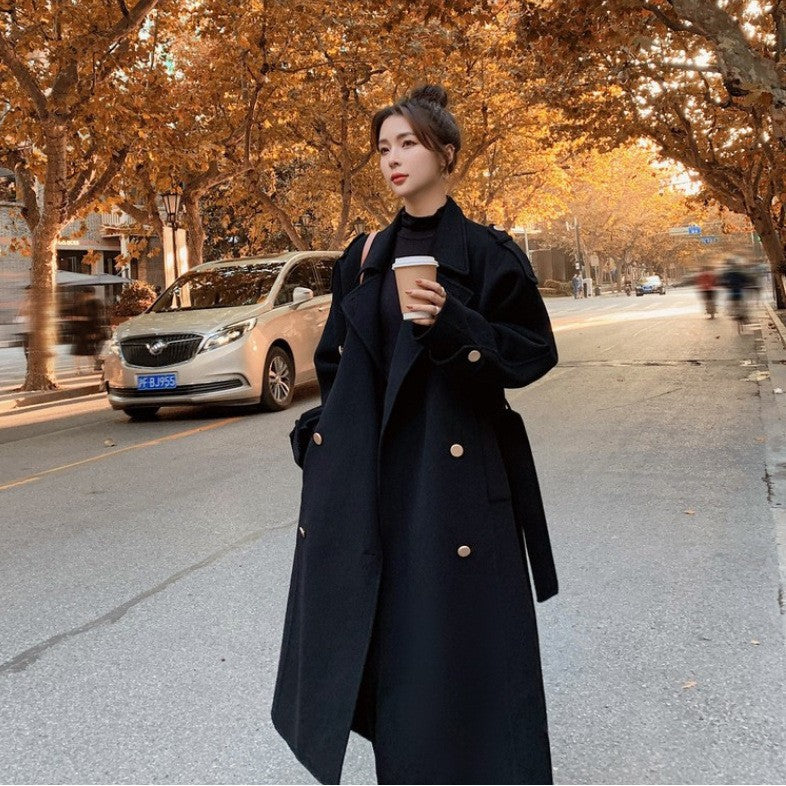 2024 Pure New Plus Size Women's Clothing Big Woman Woolen Coat Slimming Long Loose Woolen Coat 100.00kg