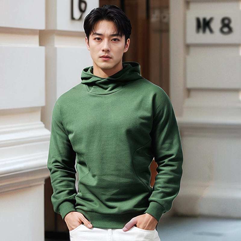 Turtleneck Hoodie Men's Cotton Loose Sports 2023 New Hoodie Pullover Top Outerwear Autumn and Winter